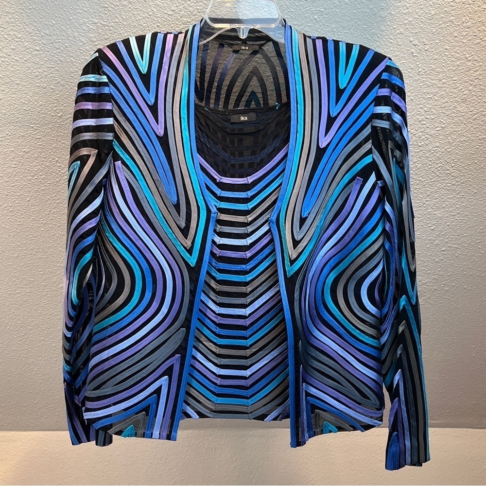 IKA 2-Piece Tank & Jacket. Nylon Black Mesh decorated w/Ribbon Swirling Design